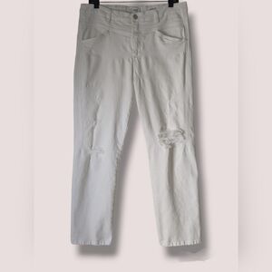 Closed Made in Italy White Distressed Mid Rise Straight Leg Denim Jeans Designer
